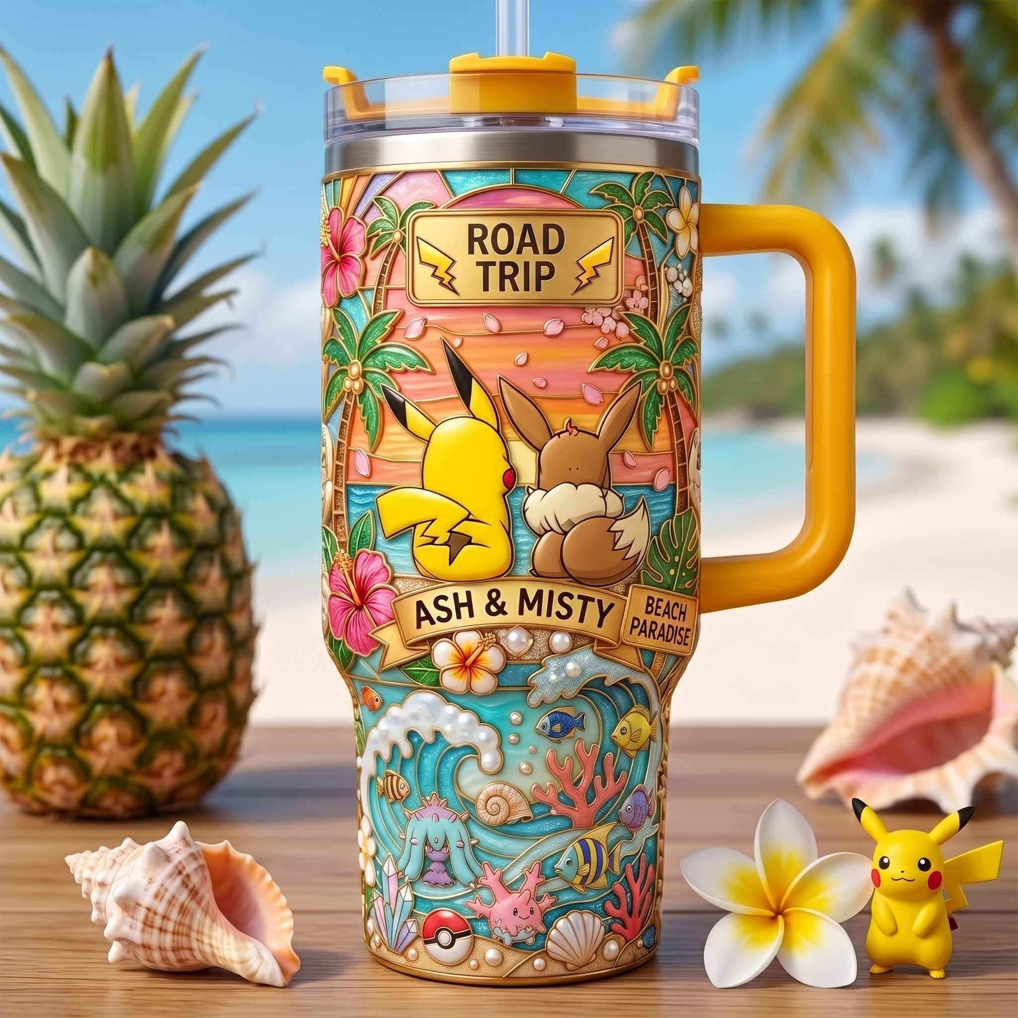 Personalized Pocket Monsters Tumbler for Couples - Summer Road Trip Gift