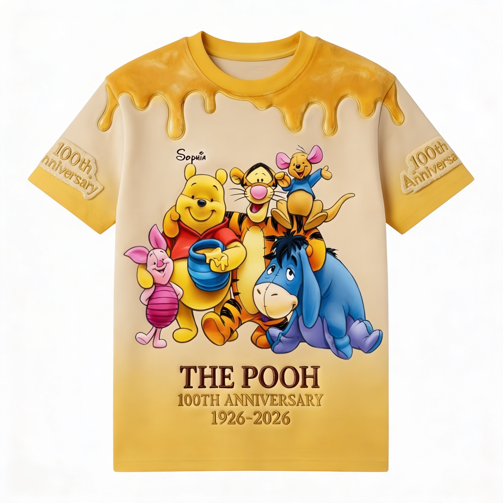 Personalized Pooh 100th Anniversary All Over Shirt Gift for Movie Fans