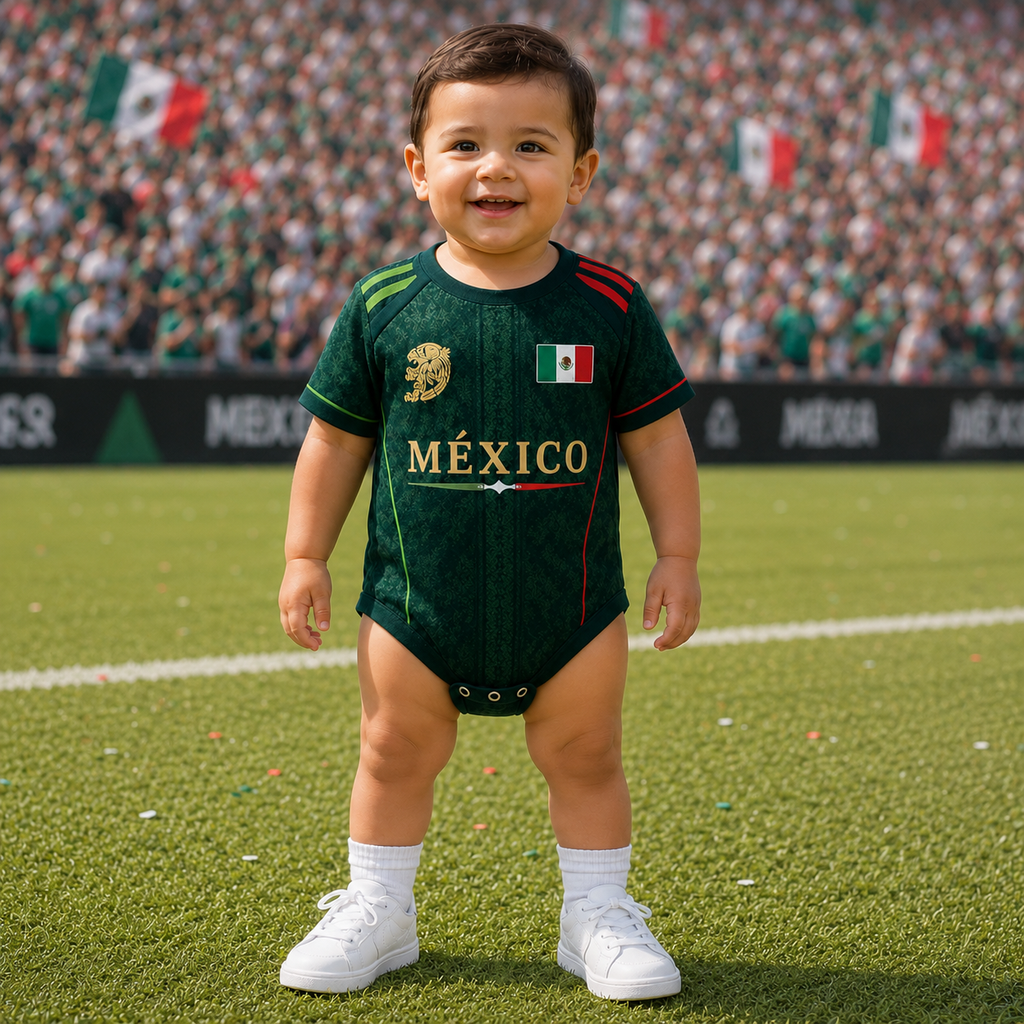 Personalized Mexico Soccer Baby Bodysuit Custom Name Gift for New Parents