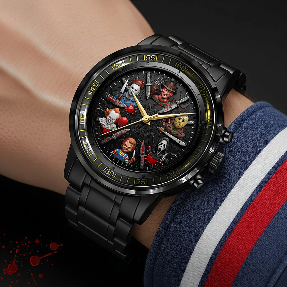 Personalized Horror Character Hand Watch Gift for Him - Halloween Hand Watch GradoCreations
