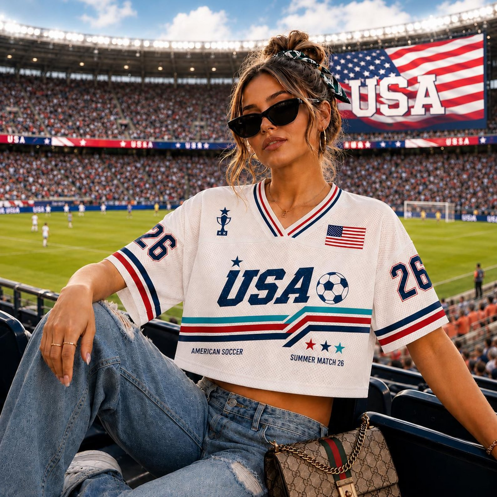 Personalized USA Flag Soccer Crop Jersey Custom Name Gift for Fans