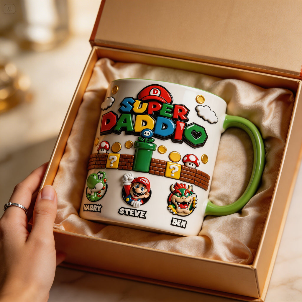 Personalized Super Mummio Accent Mug Gift for Dad, Mom, Gamers