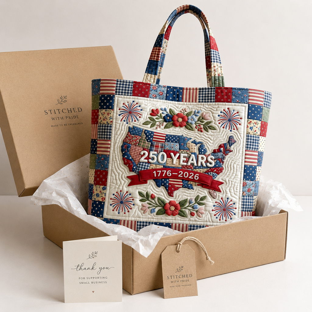 Personalized Patriotic Quilted Tote Bag 250 Years Gift for Her