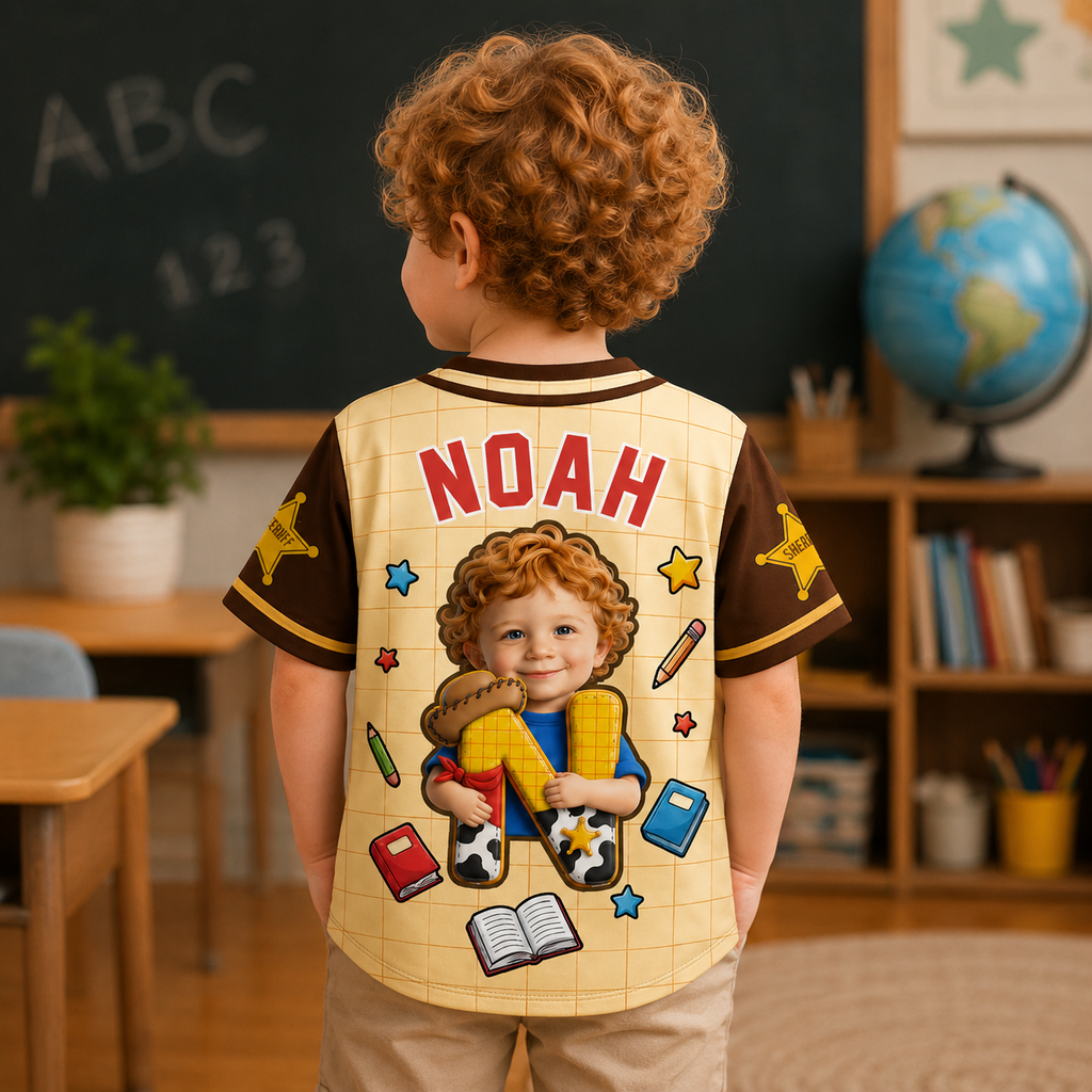 Personalized Cowboy Photo Baseball Jersey Kids Custom Gift Kid Baseball Jersey GradoCreations