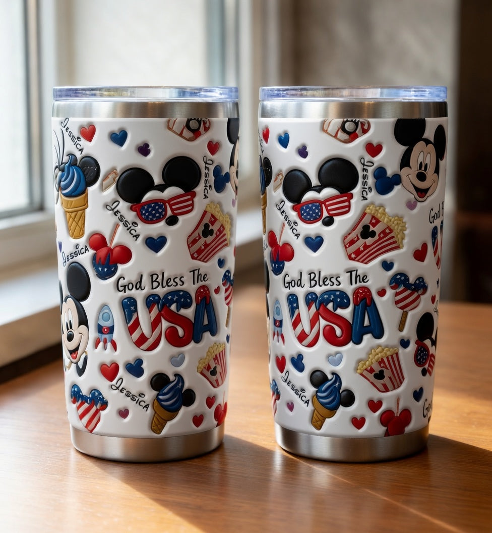 Personalized Stainless Steel Tumbler USA Design Gift for Patriots