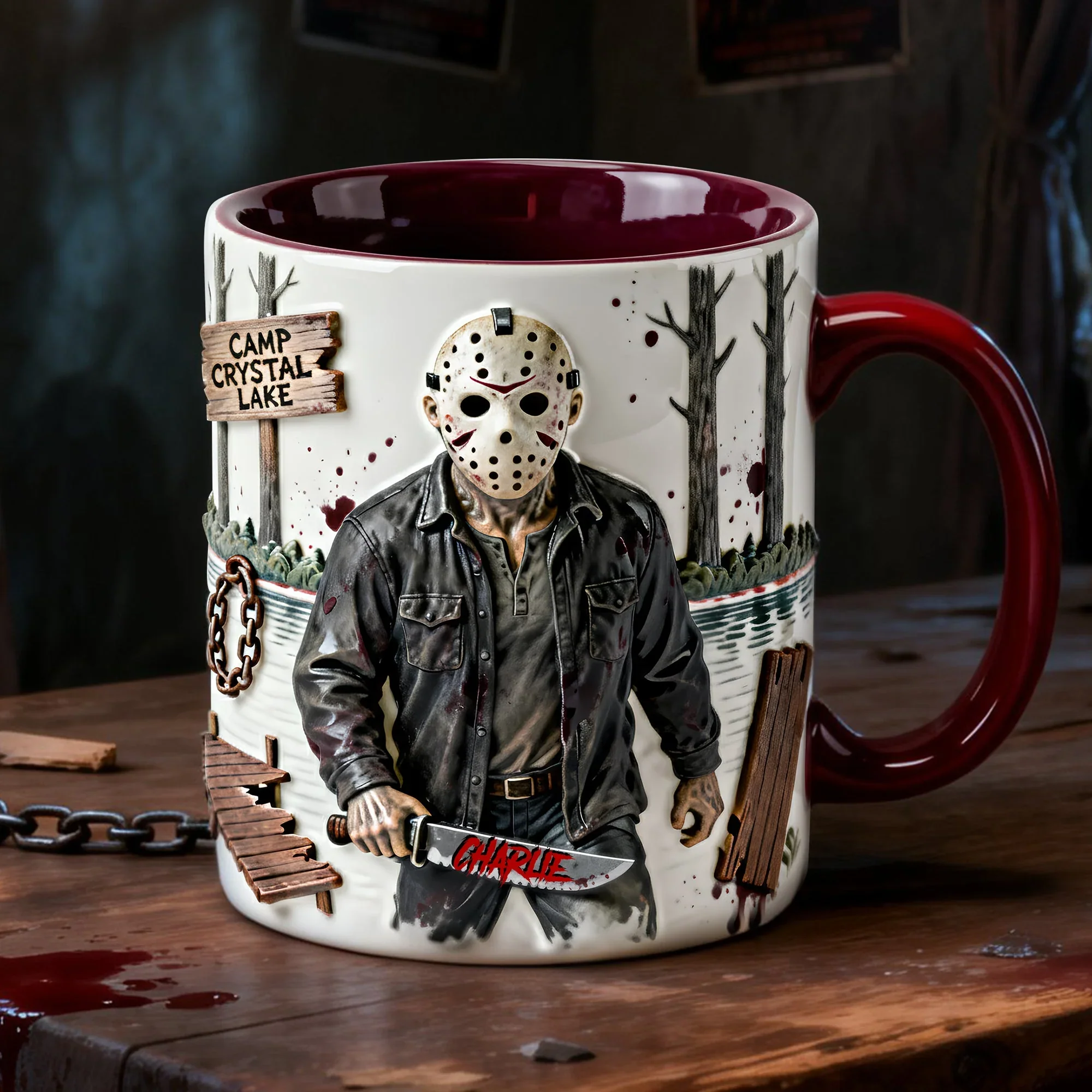 Personalized Horror Character Accent Mug Halloween Gift for Movie Fans Mug GradoCreations