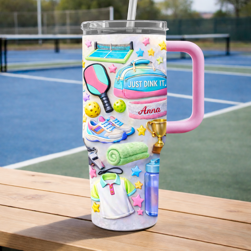 Personalized 40oz Tumbler for Pickleball Lovers - Custom Gift for Her
