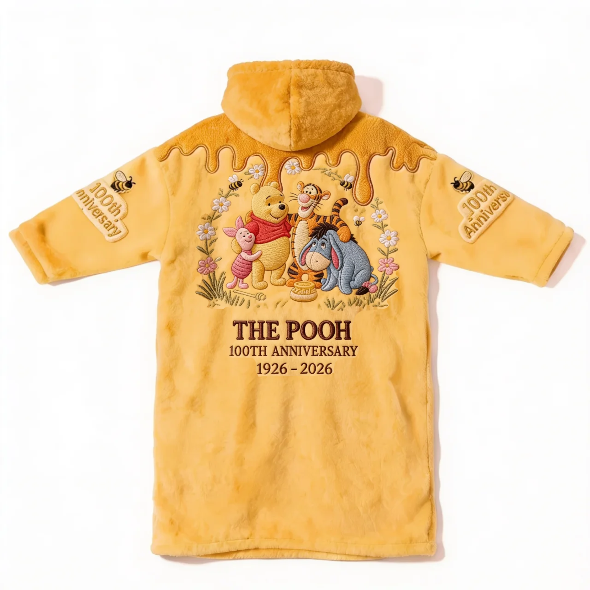 Personalized Pooh Bear 100th Anniversary Blanket Hoodie for Kids & Adults Blanket Hoodie GradoCreations