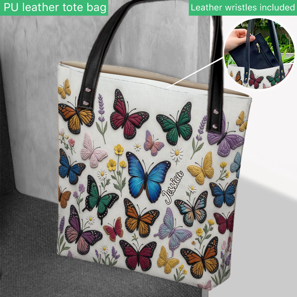 Personalized Butterfly Tote Bag Custom Name Gift for Her