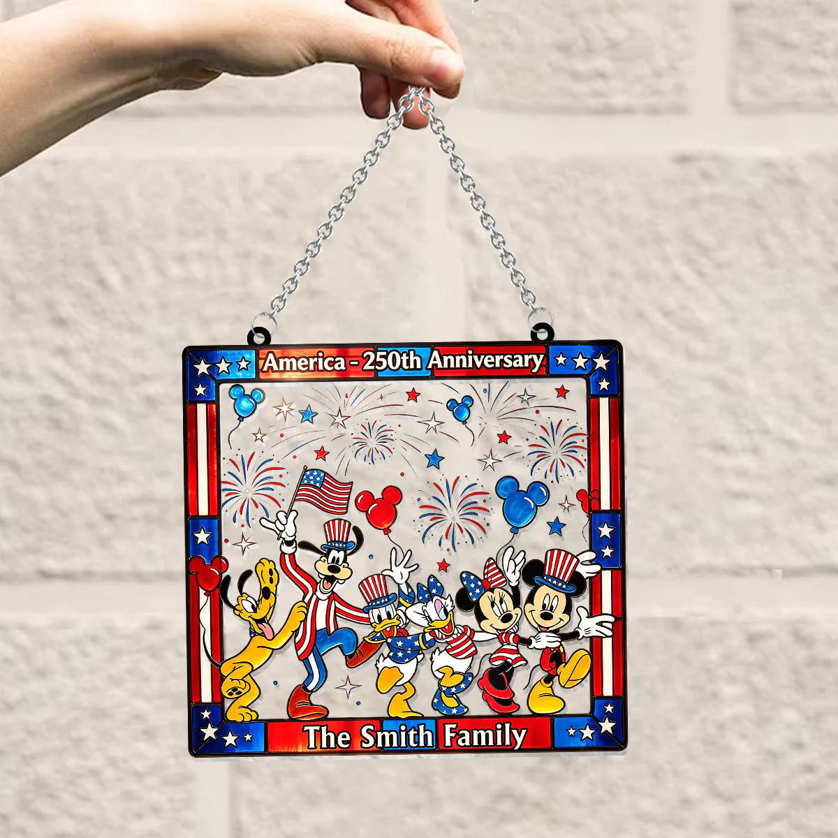 Personalized 250th Anniversary Window Hanging Suncatcher for Family