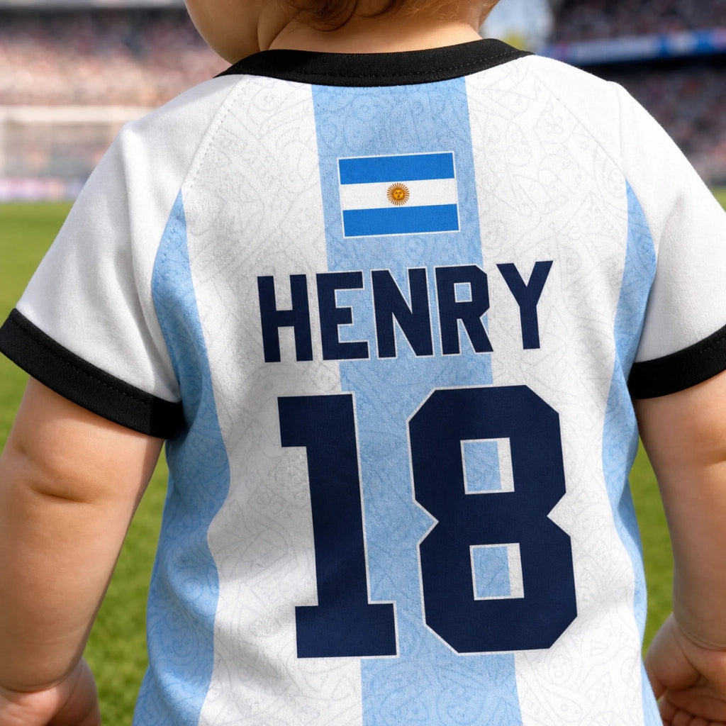 Personalized Argentina Soccer Baby Jersey Bodysuit Custom Name Gift for New Moms & Dads