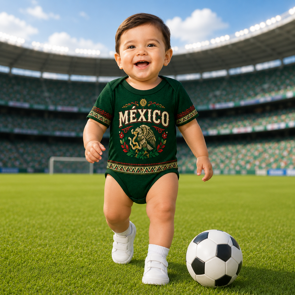 Personalized Mexico Aztec Eagle Baby Jersey Bodysuit Gift for New Parents