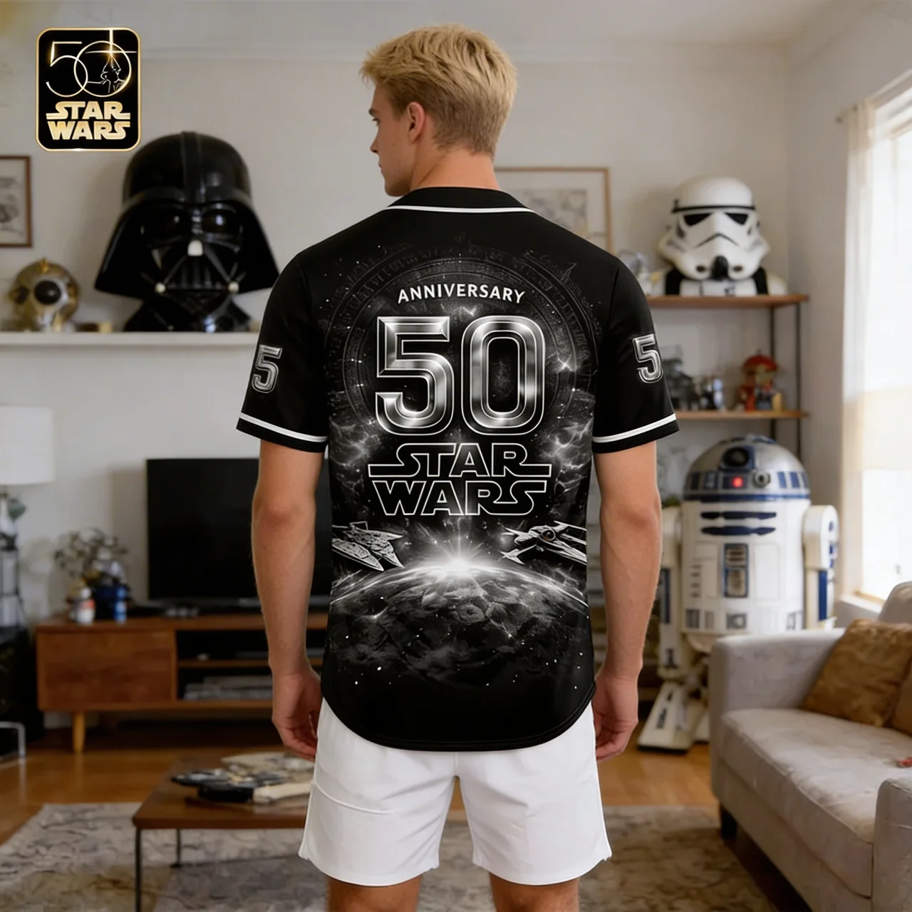 Personalized Star Wars 50th Anniversary Baseball Jersey Gift for Movie Fans