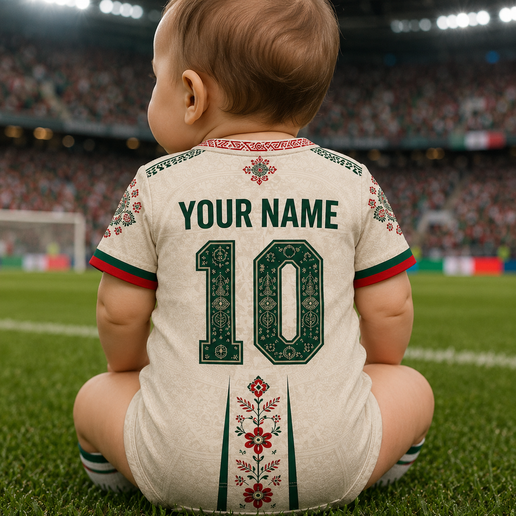 Personalized Mexico Soccer Bodysuit Cute Baby Gift for New Parents