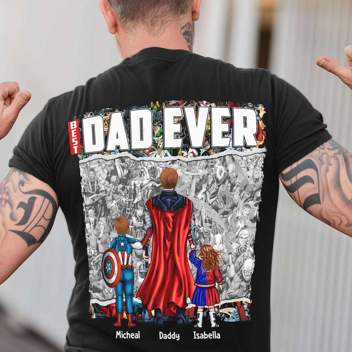 Personalized SuperDad T-Shirt Best Dad Ever Gift for Dad