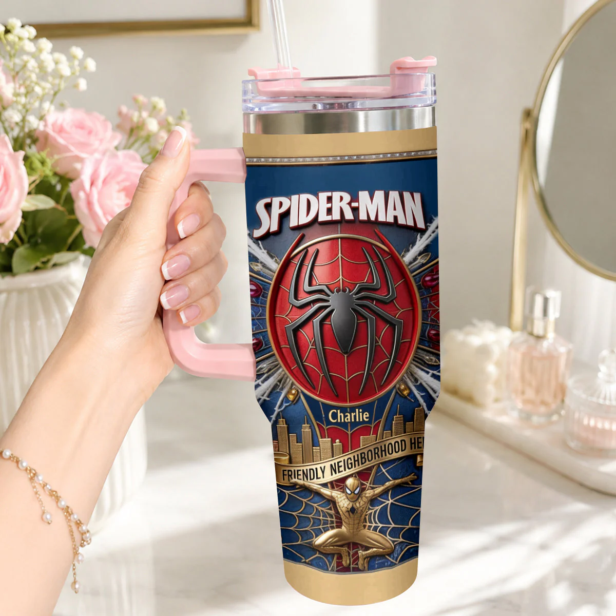 Personalized Spider-Man Tumbler with Straw Custom Name Gift for Kids Tumbler GradoCreations