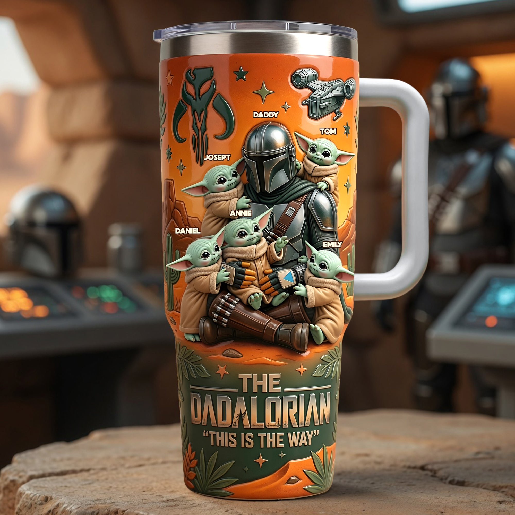 Personalized Dadalorian Tumbler with Handle Gift for Dad