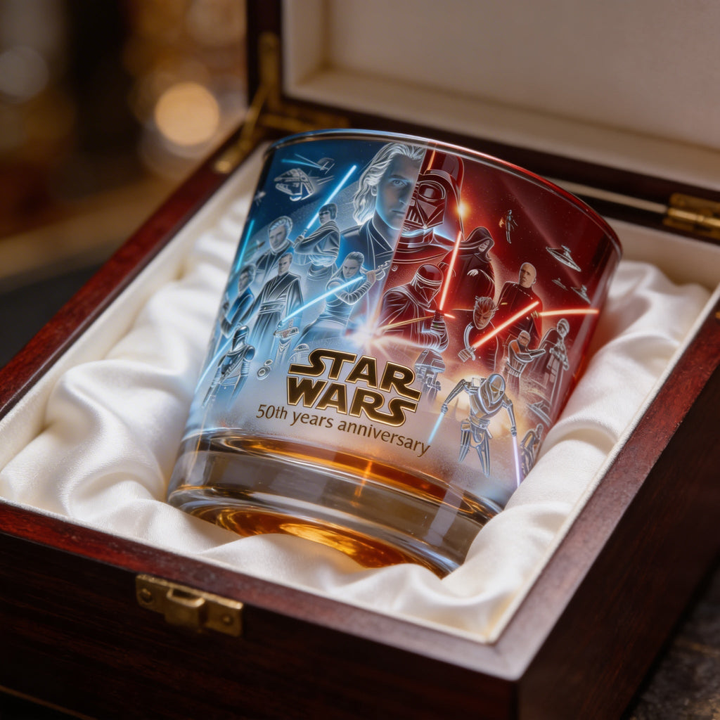 Personalized Whiskey Glass Star Wars 50th Anniversary Gift for Movie Fans