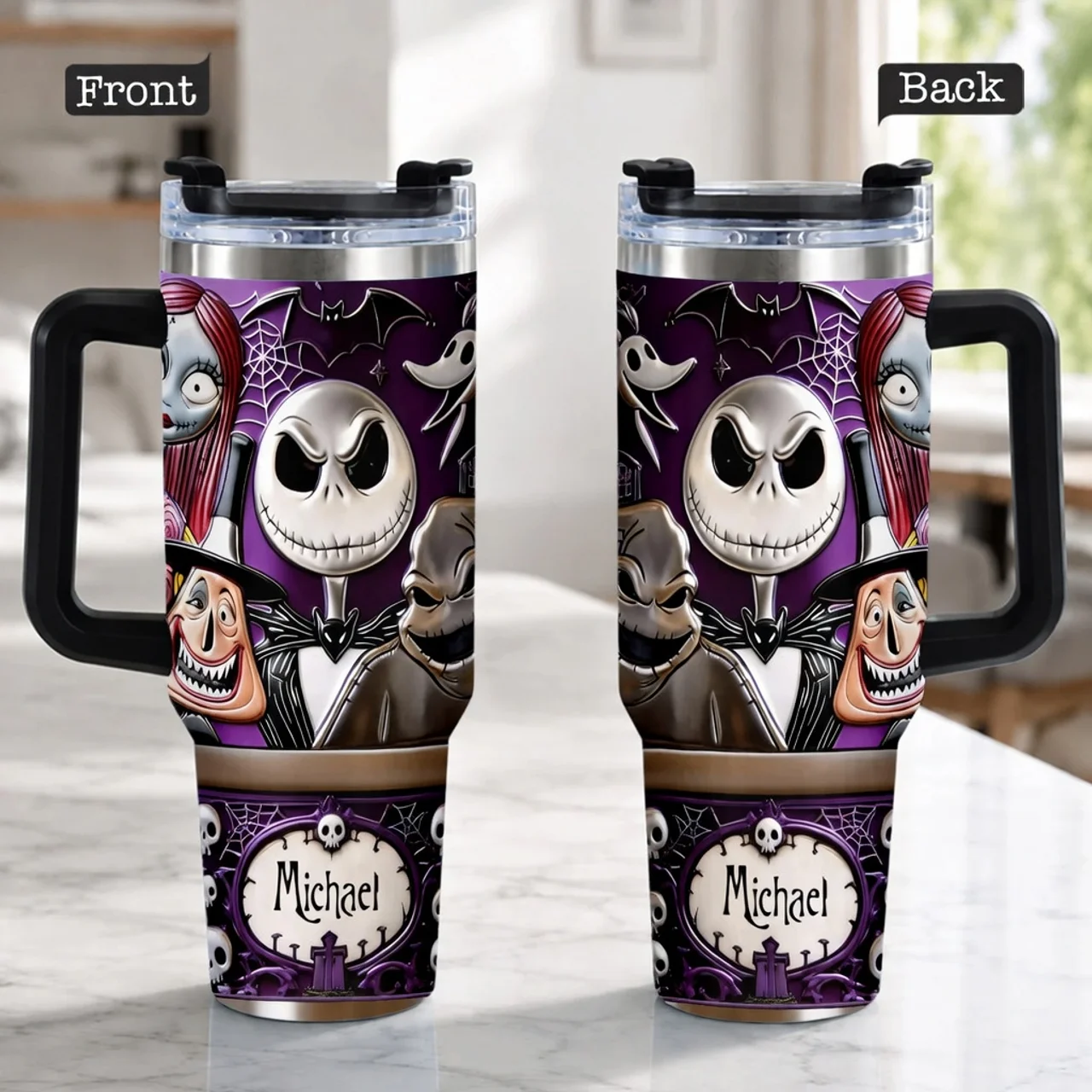 Personalized Spooky Tumbler Custom Name Drinkware Gift for Movie Fans