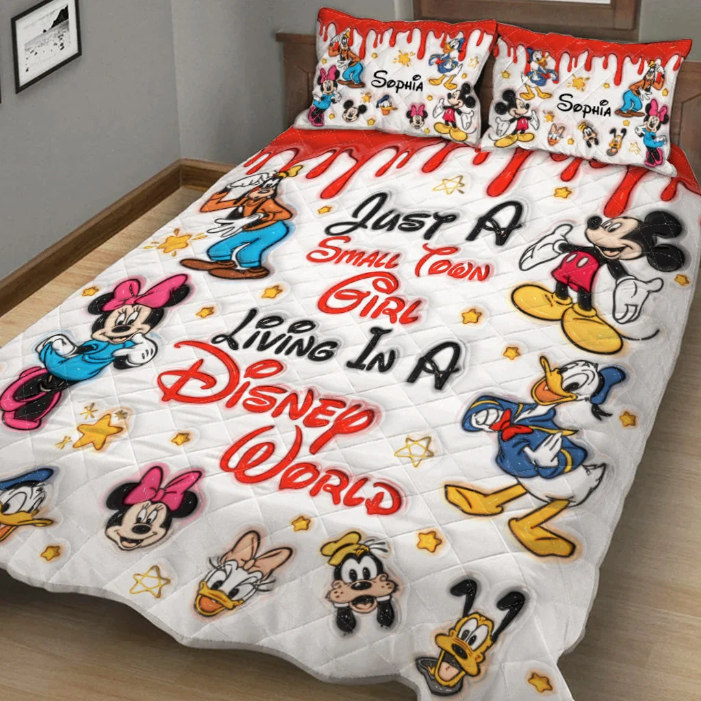 Personalized Disney Quilt Bedding Set for Girls with Custom Name Quilted Bedding Set GradoCreations