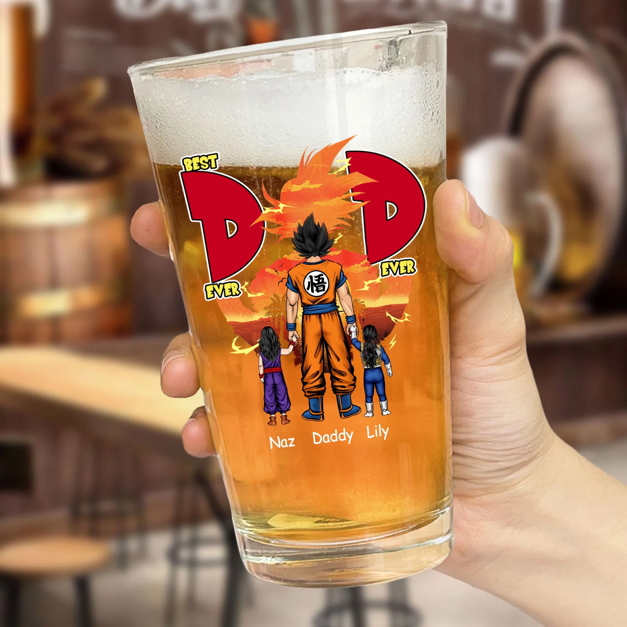 Personalized Beer Glass Best Dad Ever Custom Name Gift for Dad Beer Glass GradoCreations