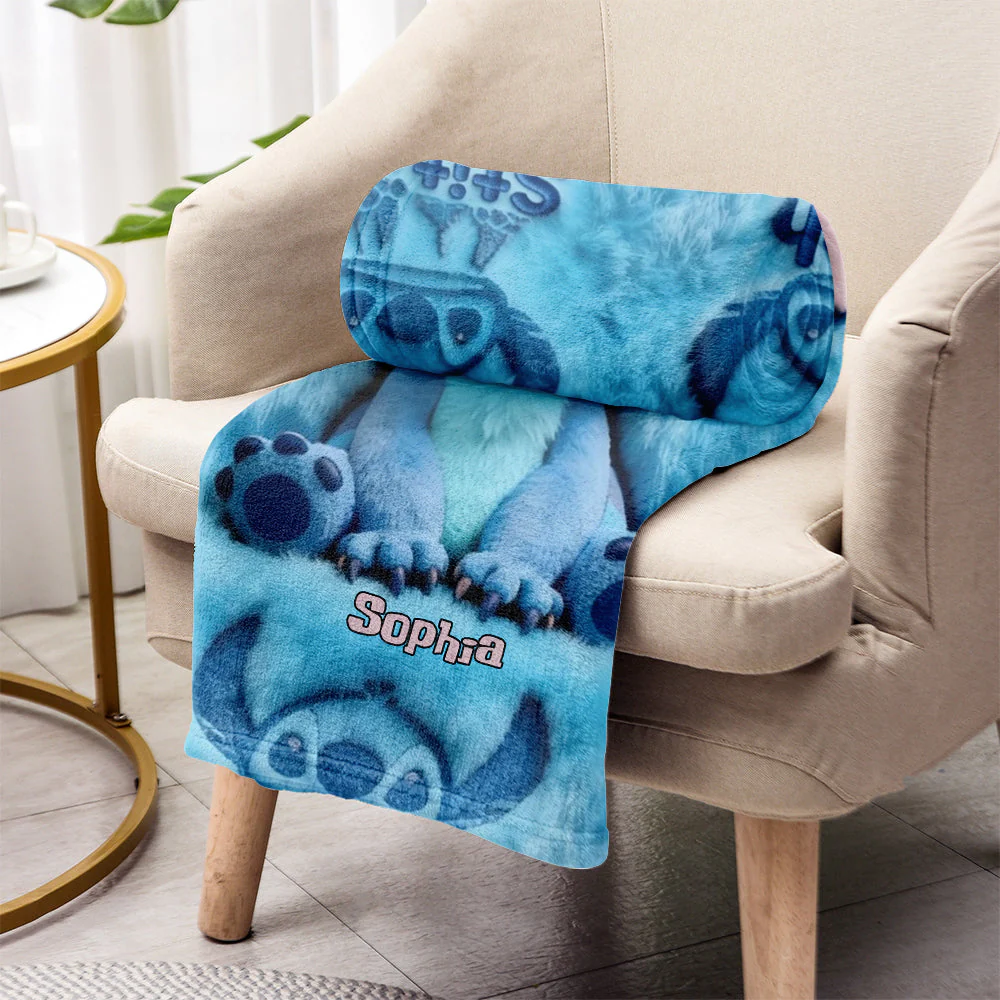 Personalized Stitch Blanket Custom Name Gift for Kids Blanket GradoCreations
