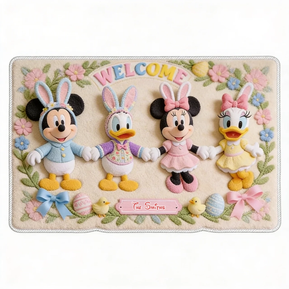 Personalized Easter Door Mat with Mickey & Friends for Family