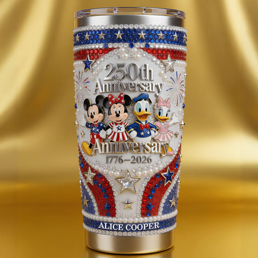 Personalized 250th Anniversary Tumbler with Disney Characters - Unique Gift for Movie Fans