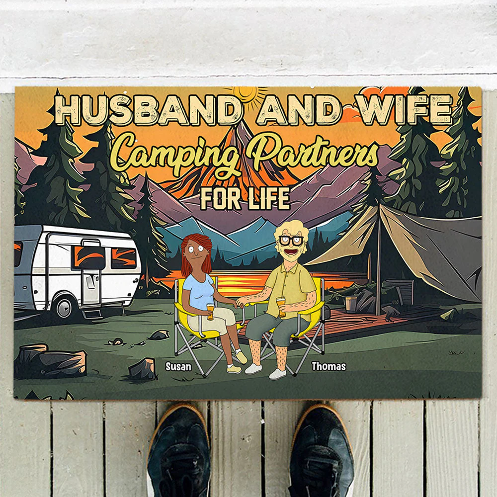 Personalized Camping Doormat for Couples | Unique Anniversary Gift