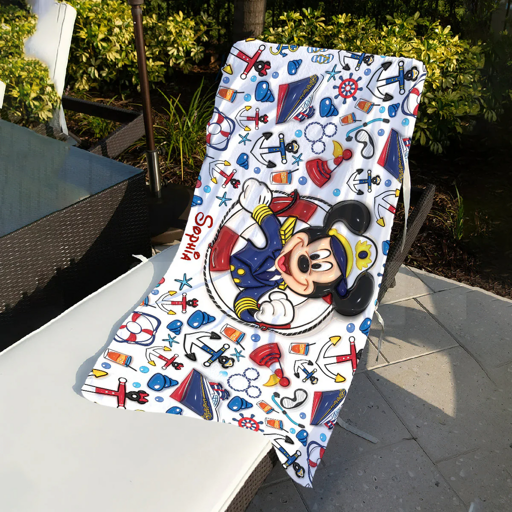 Personalized Beach Towel with Magical Mouse Design for Kids | Vacation Gift
