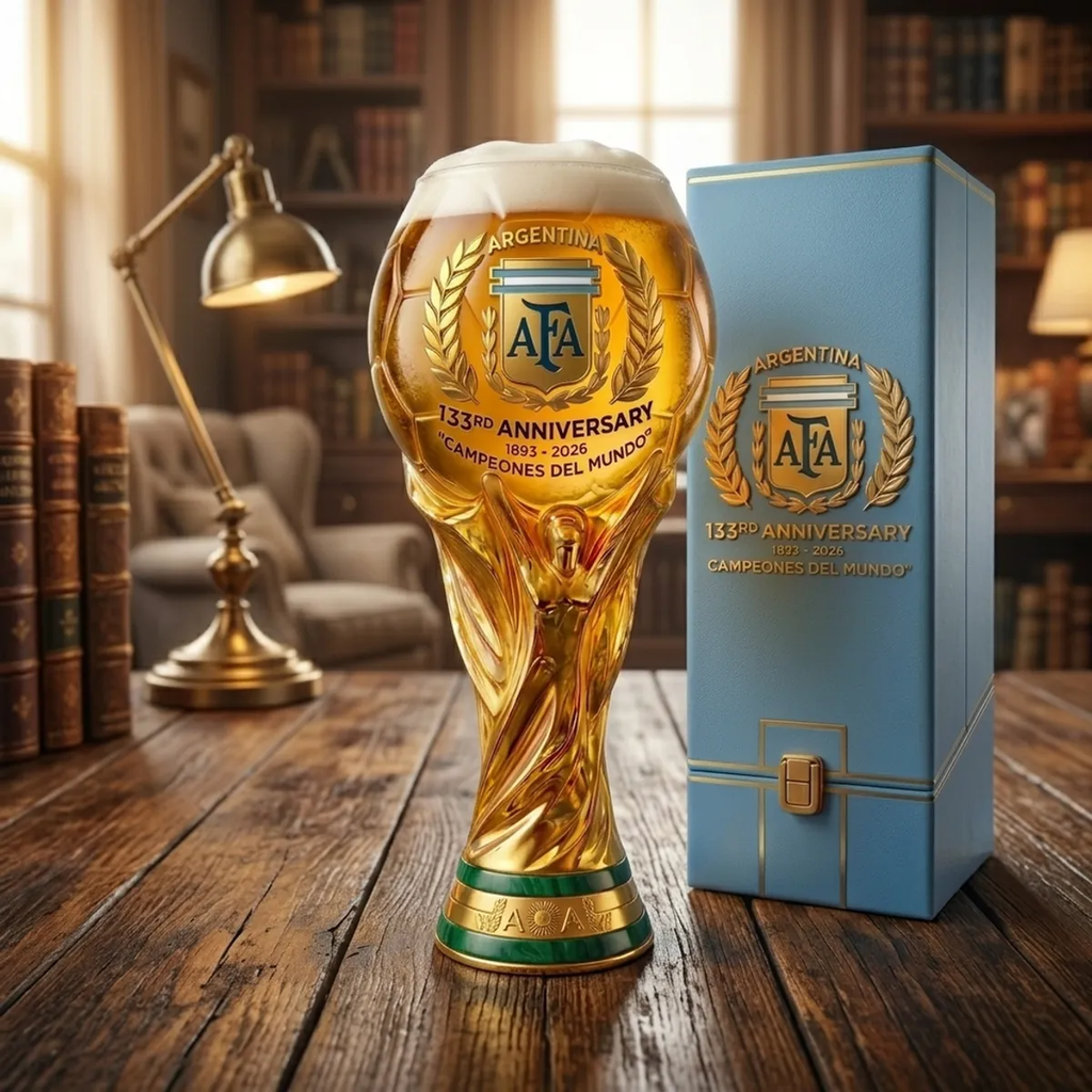 Personalized Argentina Trophy Beer Glass Gift for Football Fans