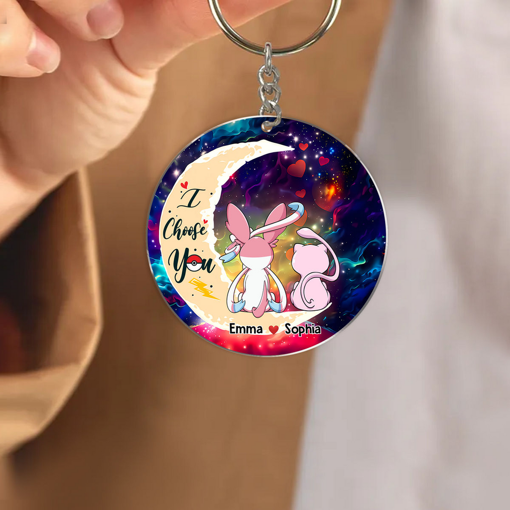 Personalized Acrylic Keychain Love You to the Moon Couples Gift