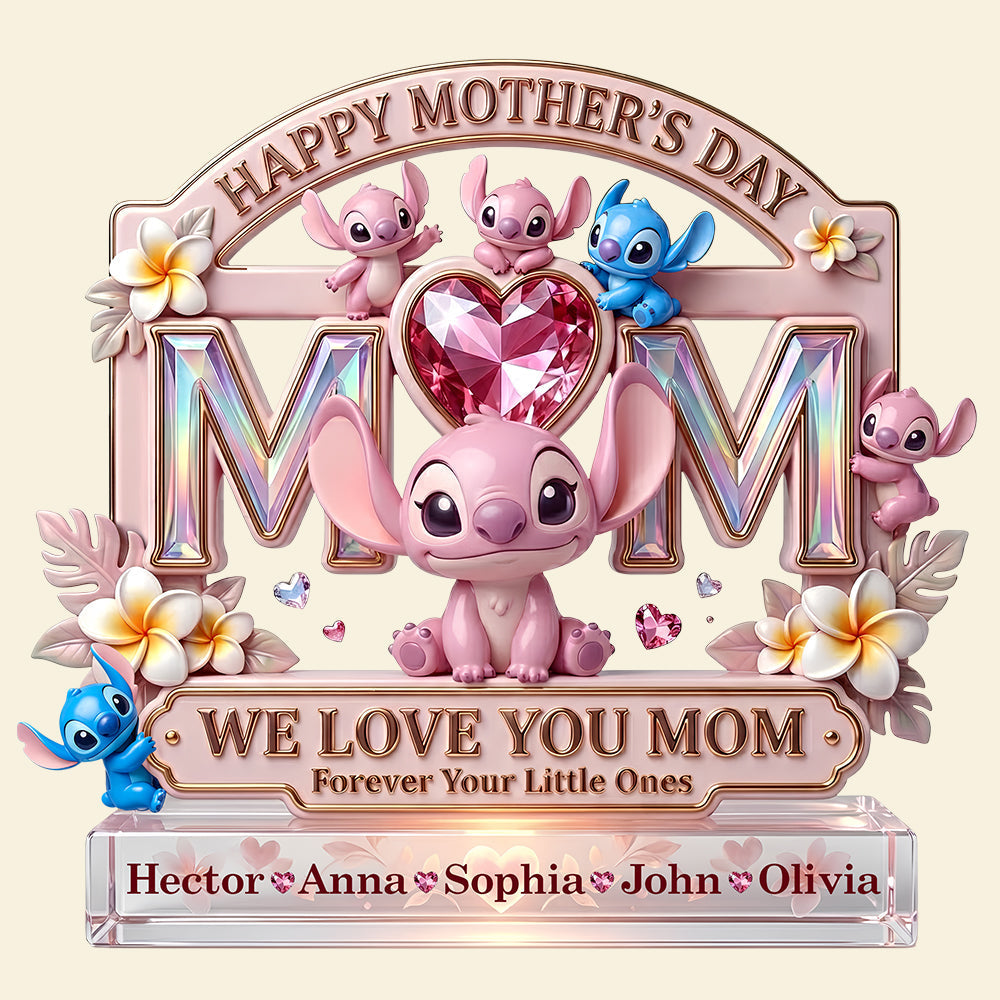 Personalized Acrylic Plaque 'We Love You Mom' Custom Name Gift for Mother's Day Acrylic Plaque GradoCreations