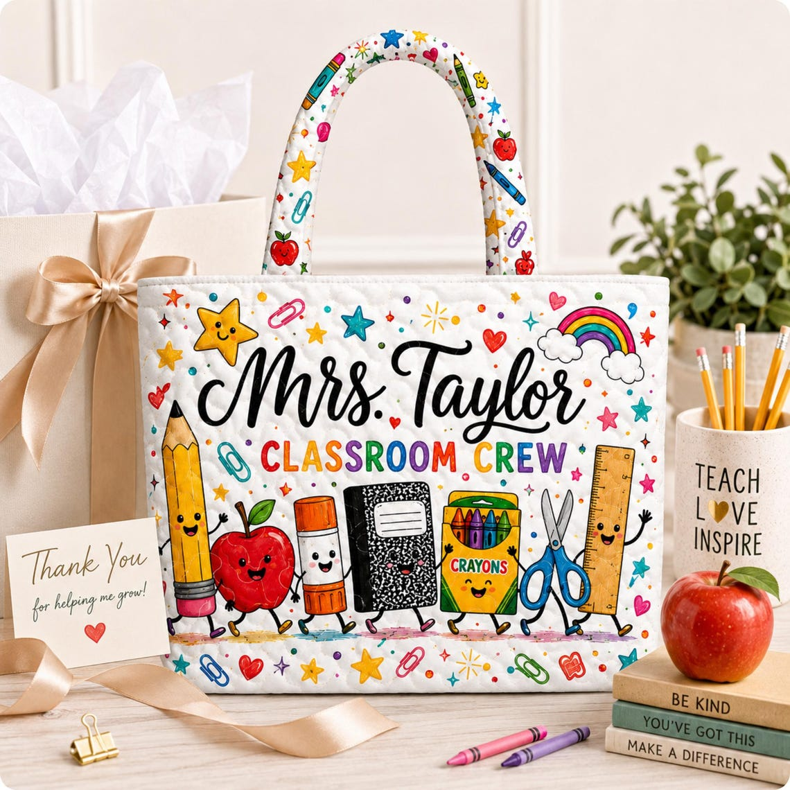 Personalized Teacher Tote Bag Classroom Crew Design for Educator Gift