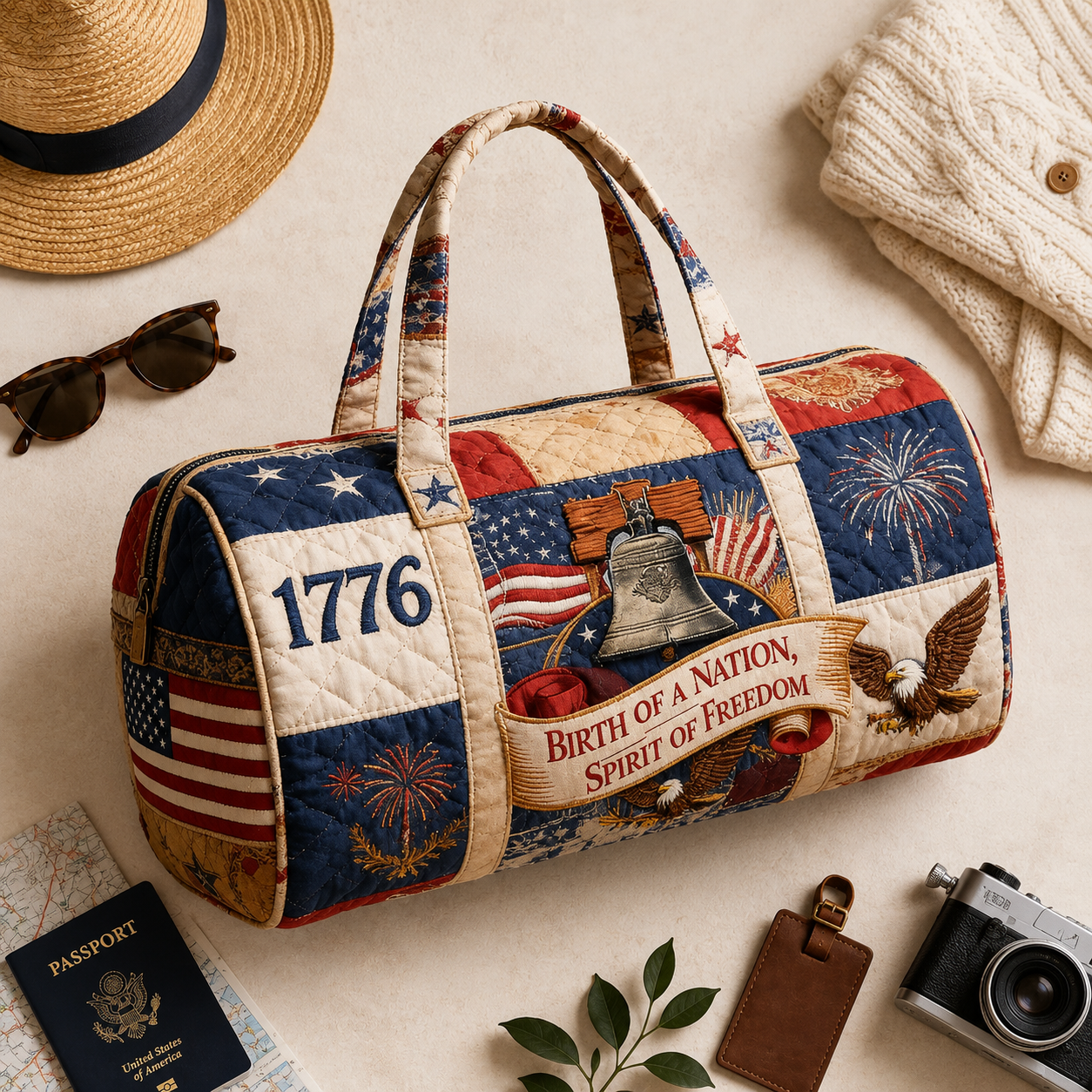 Patriotic Quilted Duffle Bag 250th Anniversary Gift for Patriots