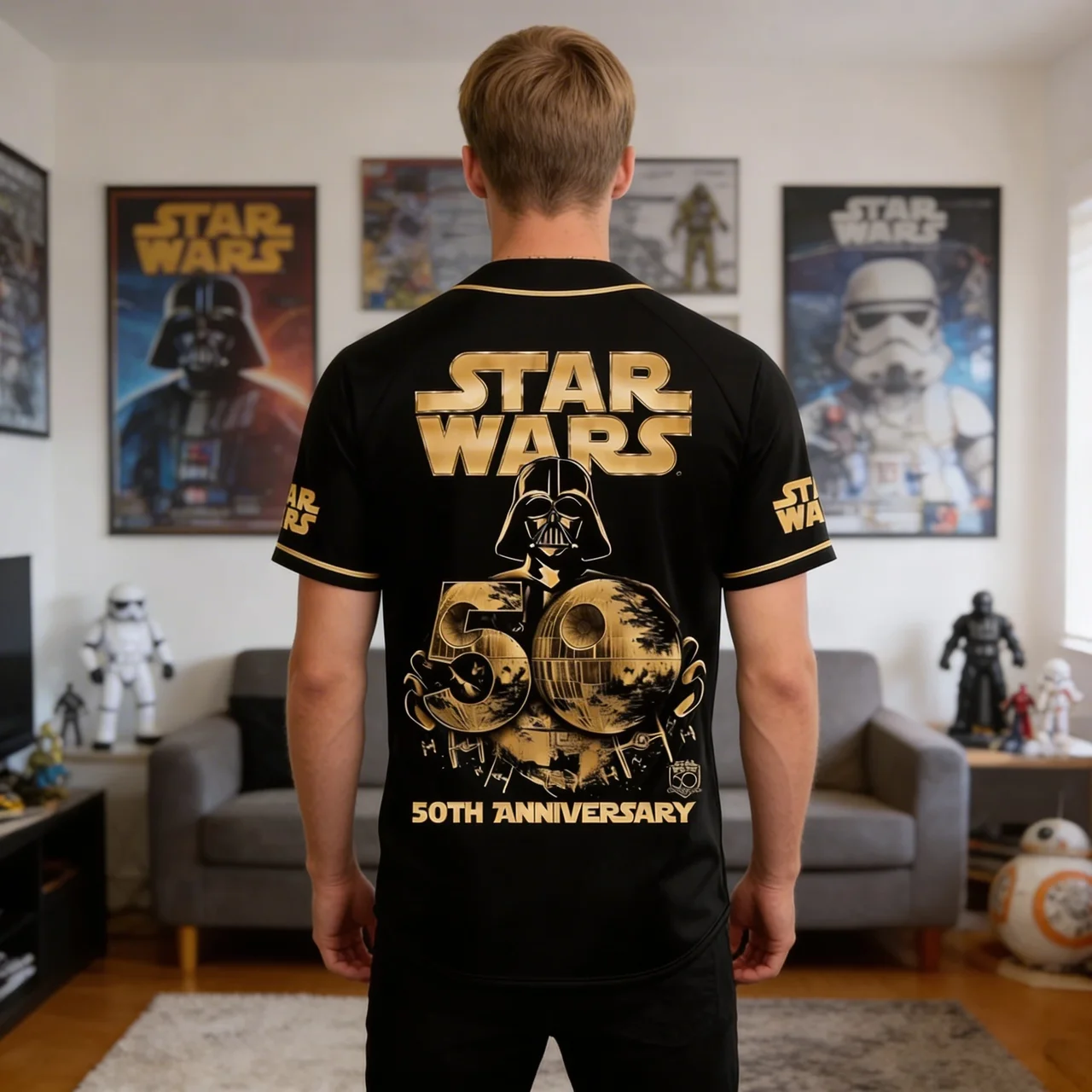 Personalized Star Wars Baseball Jersey 50th Anniversary Gift for Movie Fans