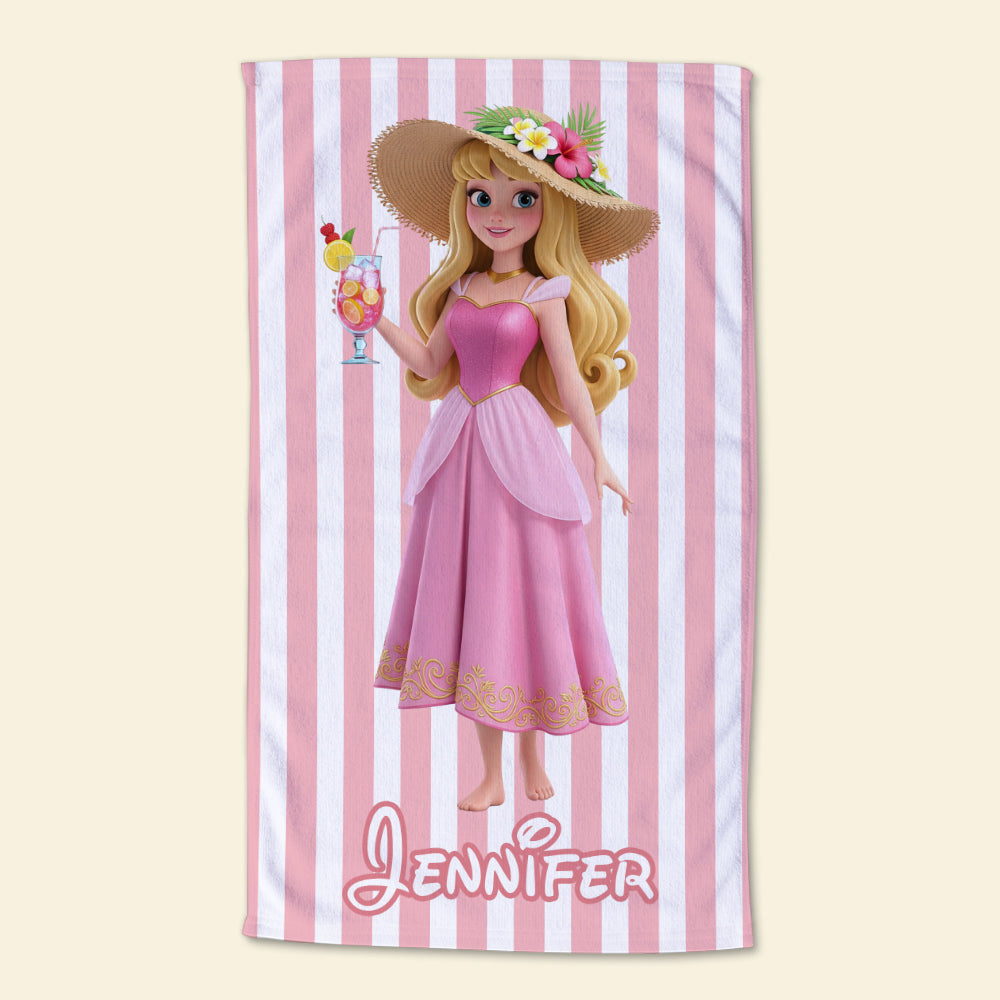 Personalized Beach Towel with Disney Princesses for Kids Vacation Gift