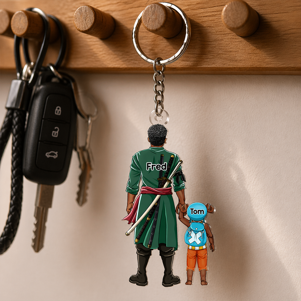 Personalized Dad Keychain with Kids Custom Acrylic Gift for Father's Day
