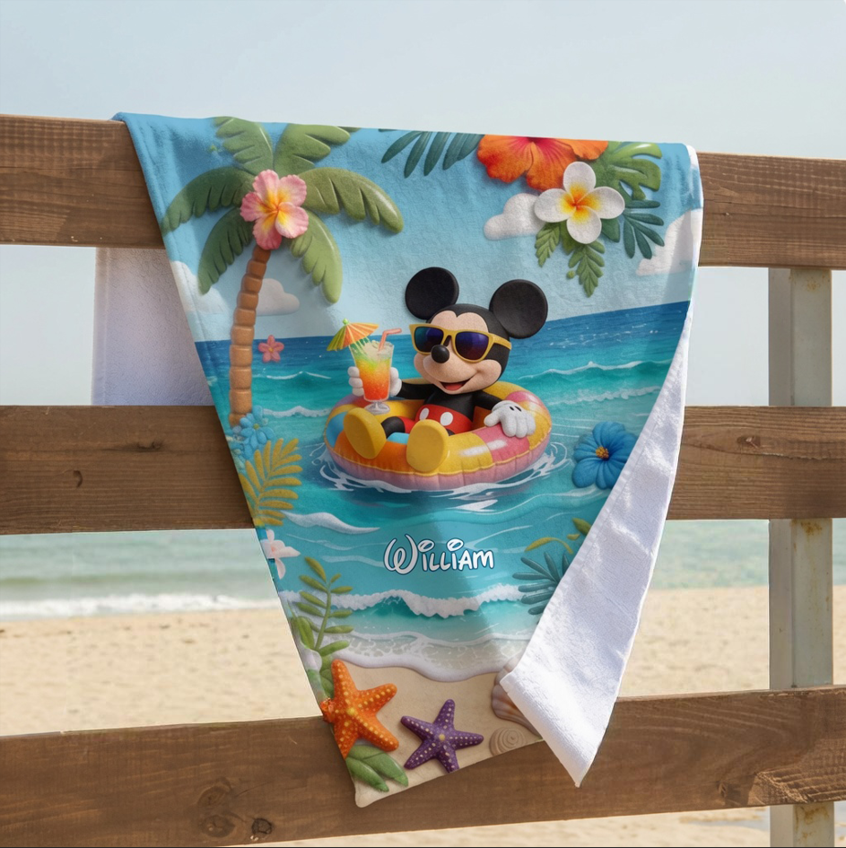 Personalized Beach Towel with Summer Vibes for Travelers