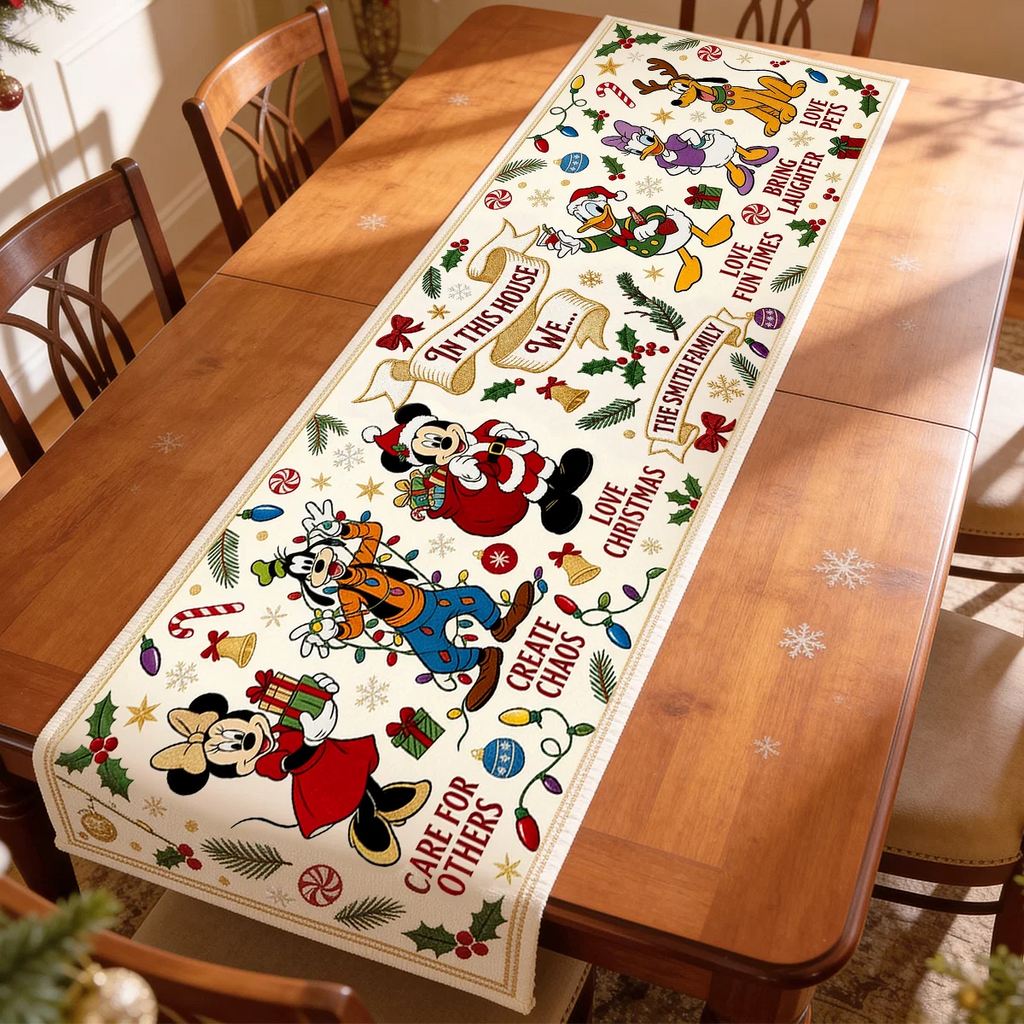 Personalized Christmas Quilt Table Runner Custom Family Name Gift Quilt Table Runner GradoCreations
