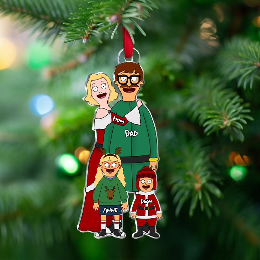 Funny Personalized Burger Family Acrylic Ornament Gift