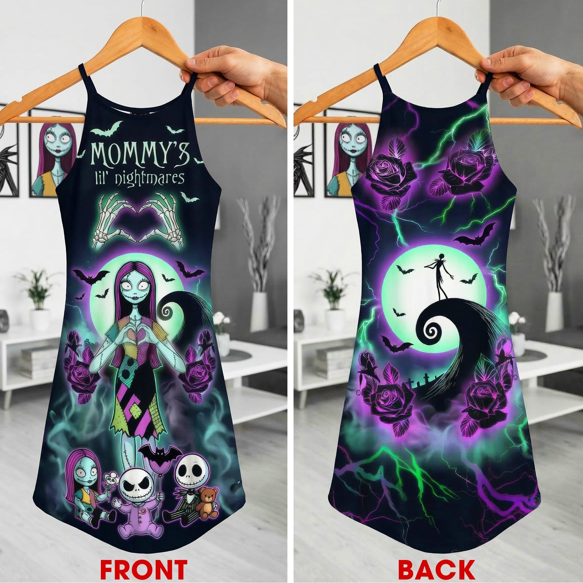 Personalized Spooky Maxi Dress for Mom with Custom Names | Gift for Movie Fans