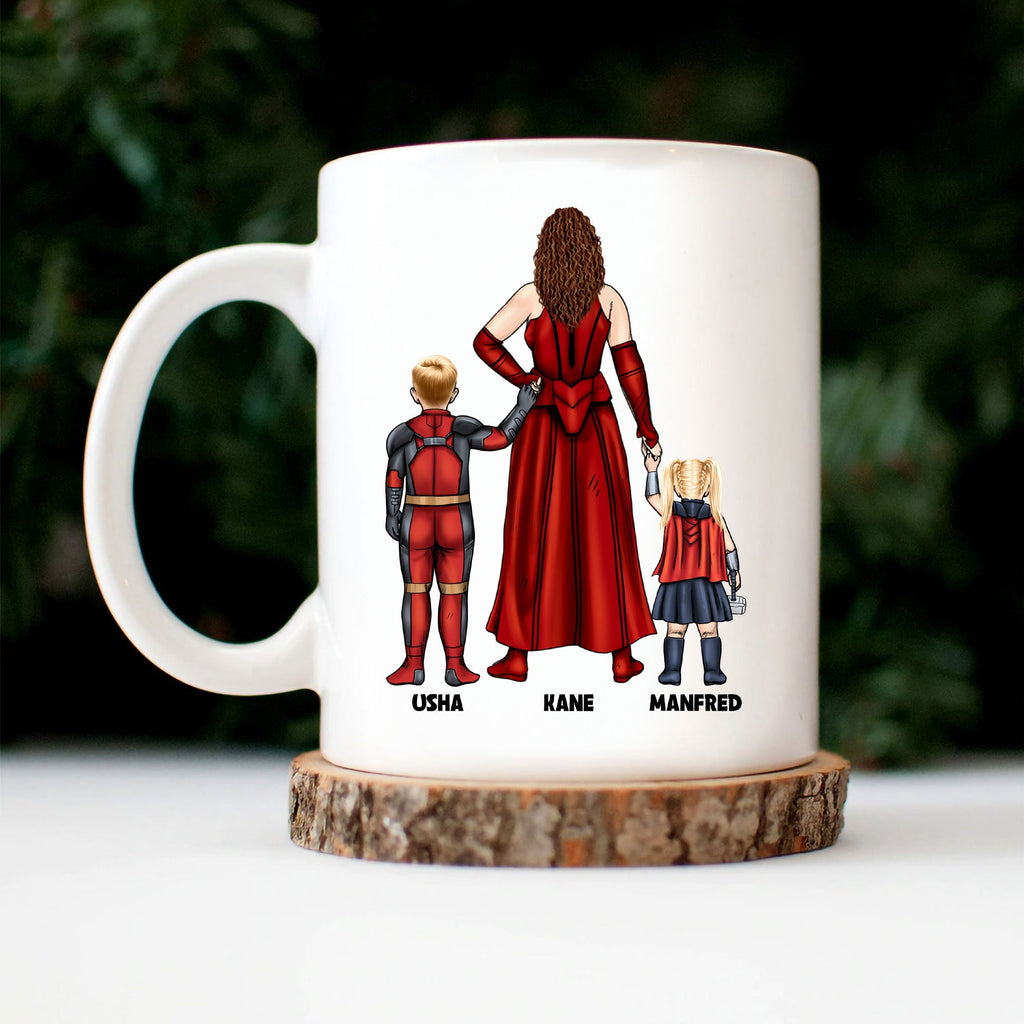 Personalized Super Mom Ceramic Mug with Custom Family Design Gift Idea for Mother's Day
