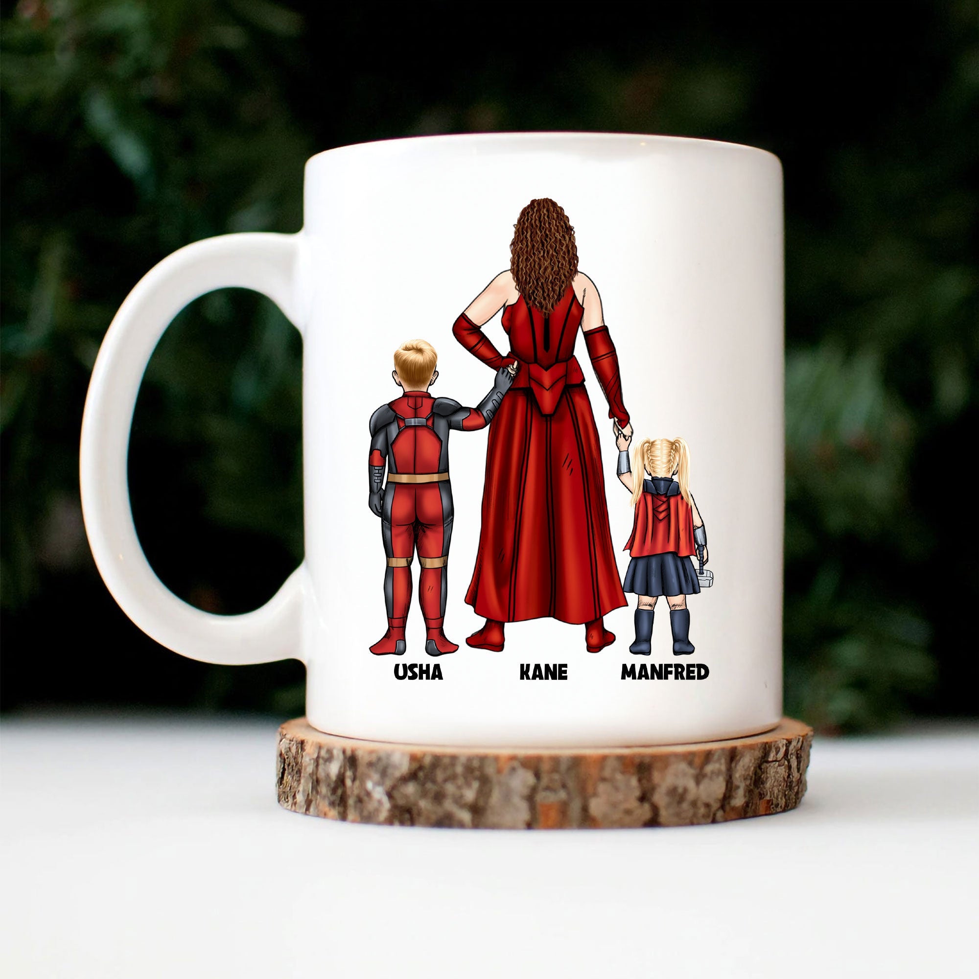 Personalized Super Mom Ceramic Mug with Custom Family Design Gift Idea for Mother's Day