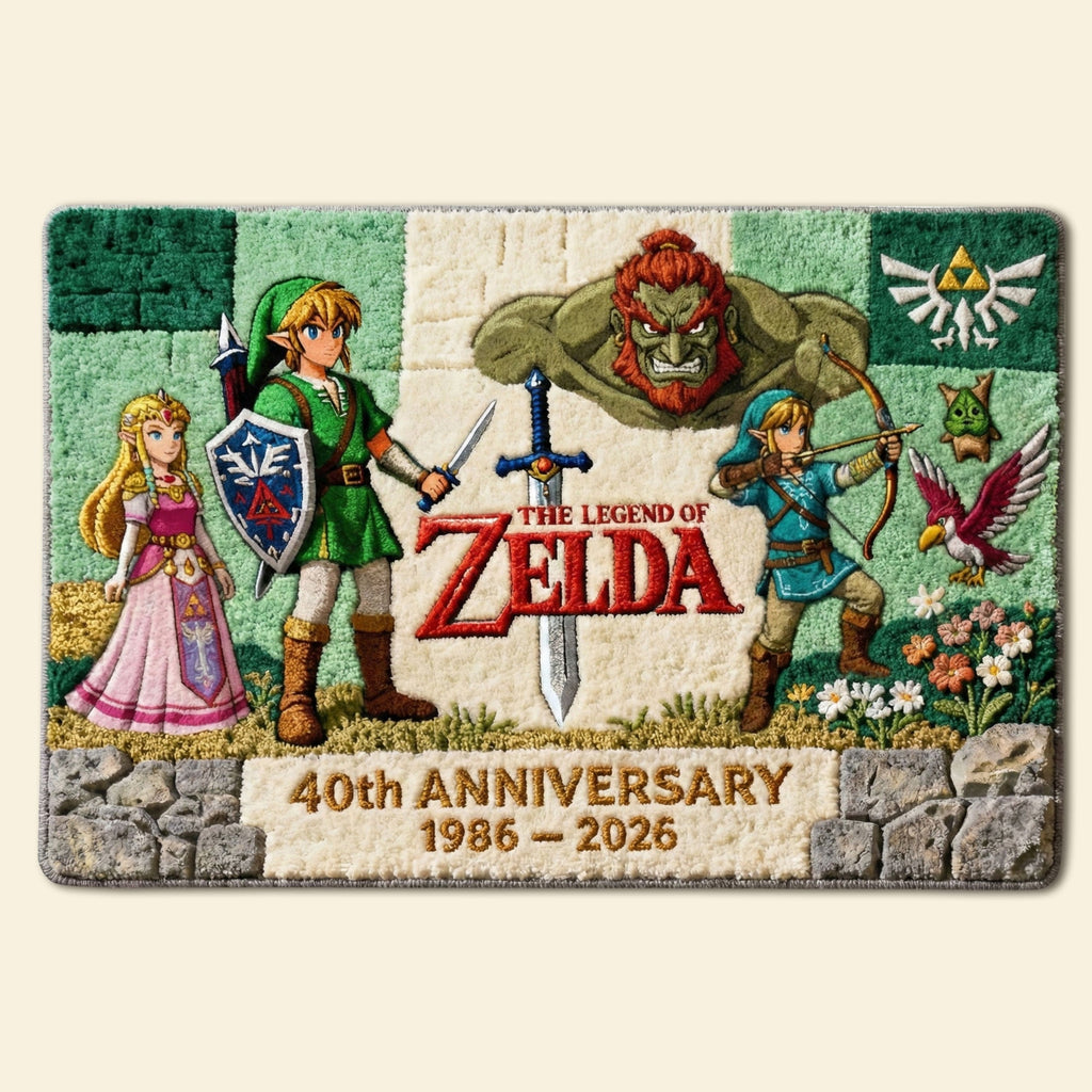 Personalized Legend of Zelda Doormat 40th Anniversary Gift