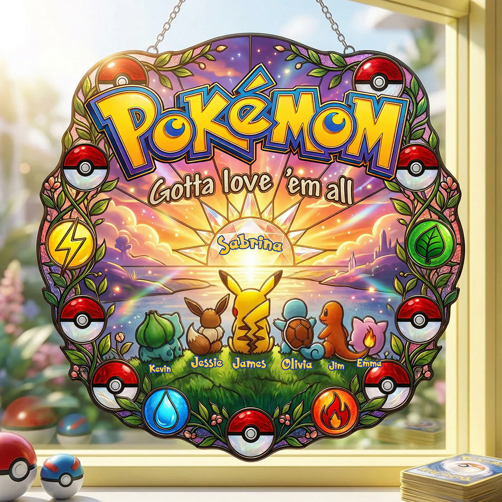 Personalized Pokémon Window Hanging Suncatcher Gift for Mom