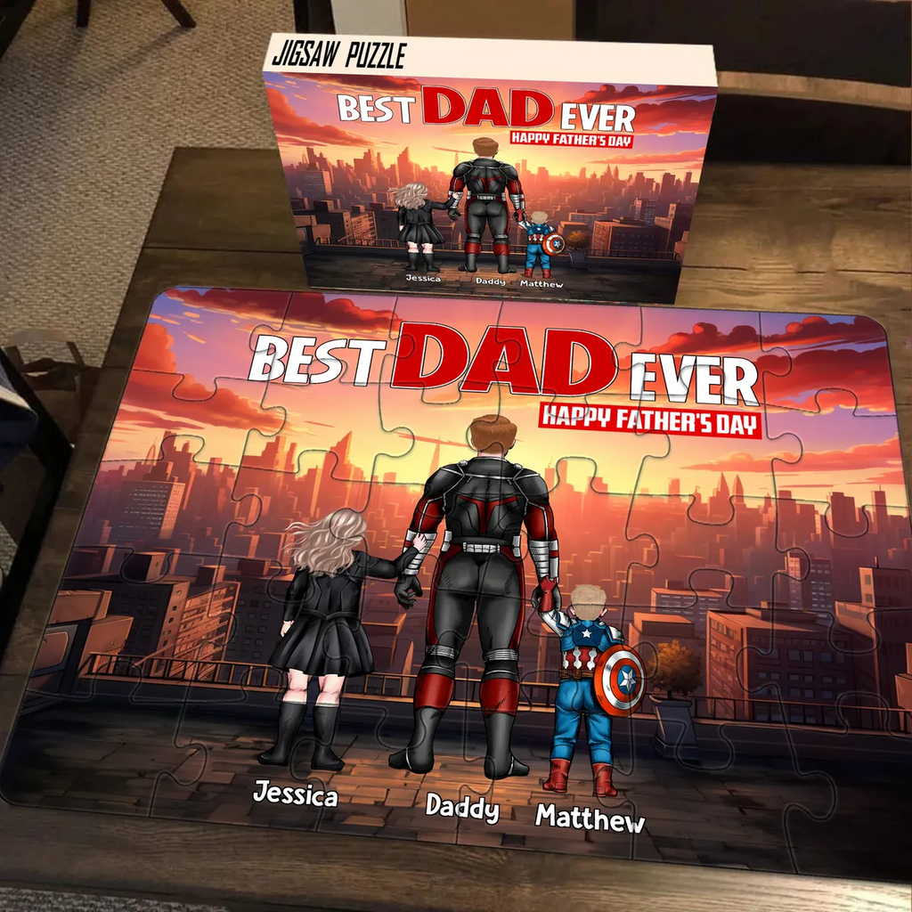 Personalized SuperDad Puzzle Custom Name Gift for Dad Puzzle GradoCreations
