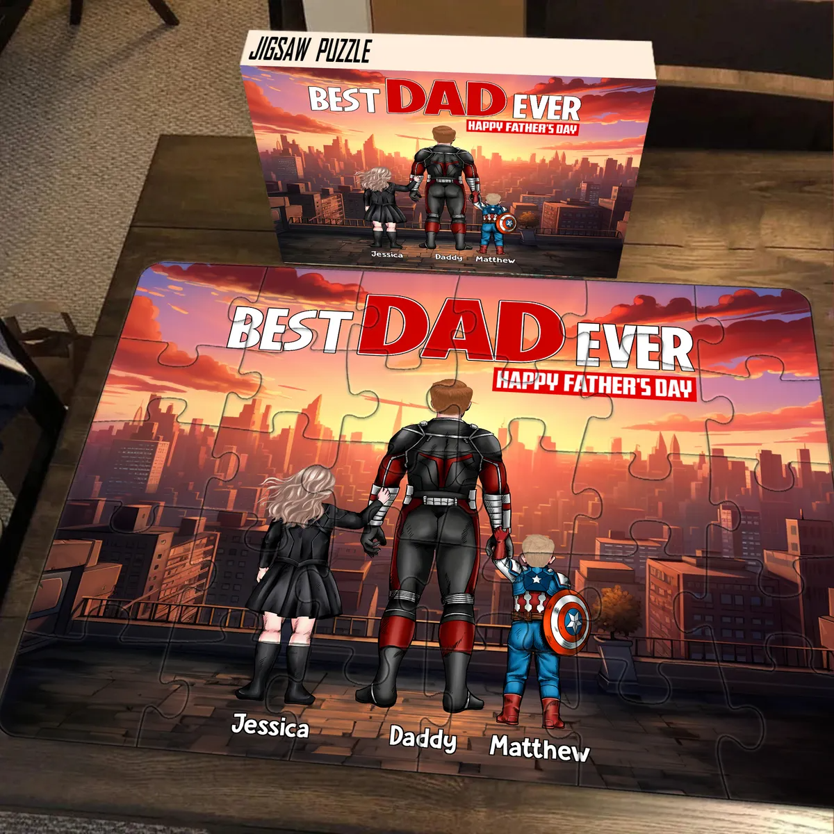 Personalized SuperDad Puzzle Custom Name Gift for Dad Puzzle GradoCreations