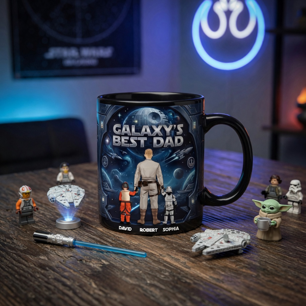 Personalized Galaxy's Best Dad Coffee Mug Custom Name Gift for Father's Day
