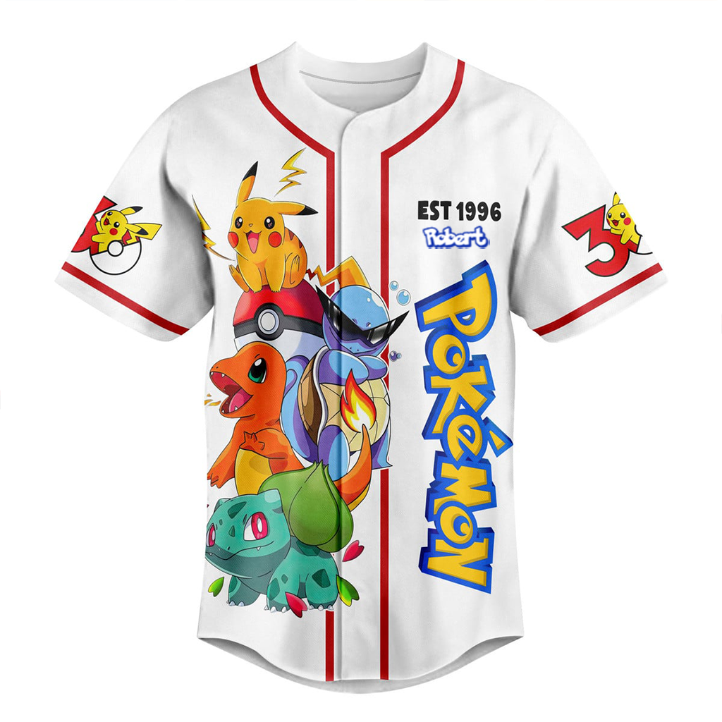 Personalized Pokémon Baseball Jersey Custom Name Gift for Fans
